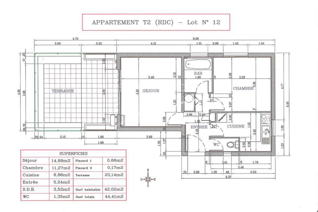 CENTRE VILLE -  APPART 42m2 - TERRASSE